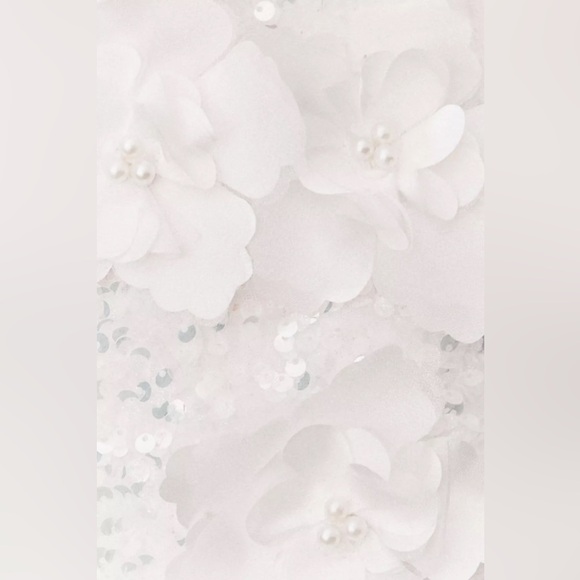 Heski Liliana White Sequin Midi Dress with Rose Appliqué - Picture 8 of 15